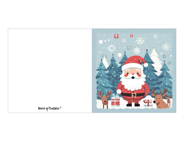 free printable christmas cards cute santa scene