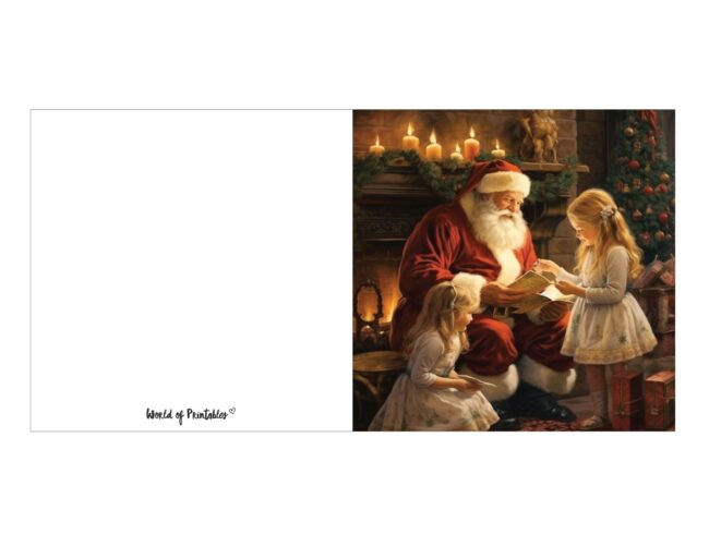 free printable christmas cards featuring Santa and children