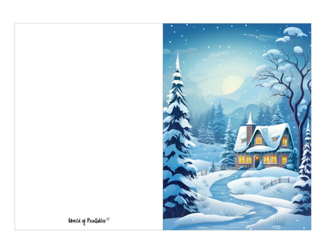 free printable christmas cards festive winter scene