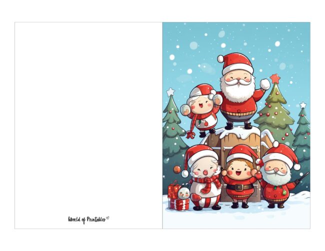 free printable christmas cards fun santa scene