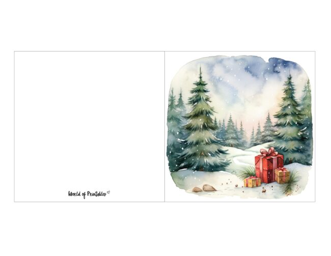 free printable christmas cards gifts in the snow