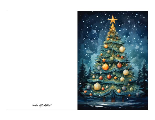 free printable christmas cards glittering christmas tree