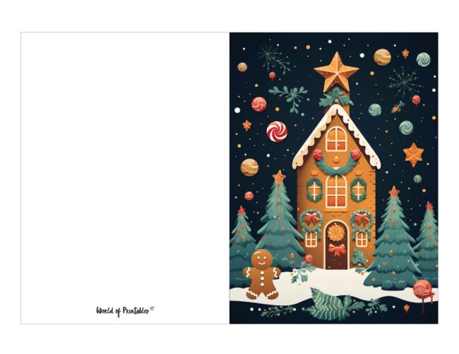 free printable christmas cards joyful gingerbread house