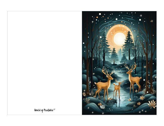 free printable christmas cards magical forest scene
