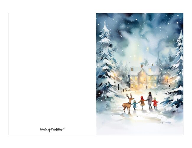 free printable christmas cards magical snowy scene