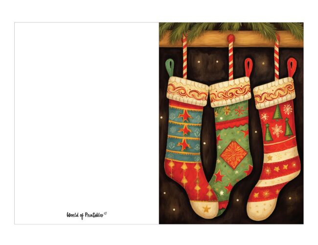 free printable christmas cards merry stockings
