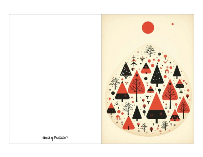 free printable christmas cards modern and minimal christmas trees