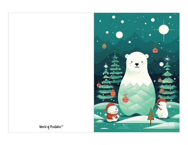 free printable christmas cards plush polar bear
