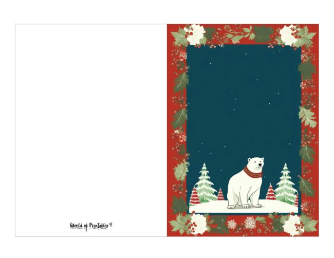 free printable christmas cards polar bear
