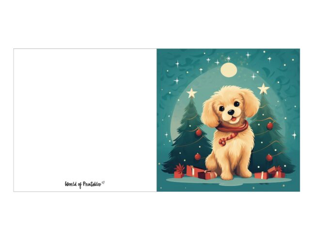 free printable christmas cards puppy