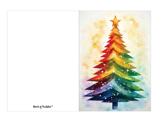free printable christmas cards rainbow christmas tree