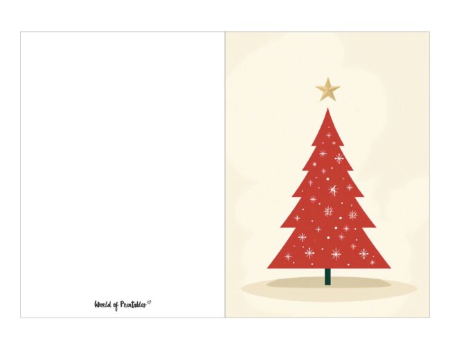 free printable christmas cards red and gold christmas tree