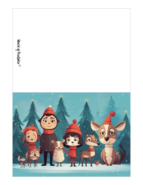 free printable christmas cards reindeer family