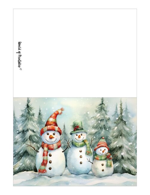free printable christmas cards snowmen