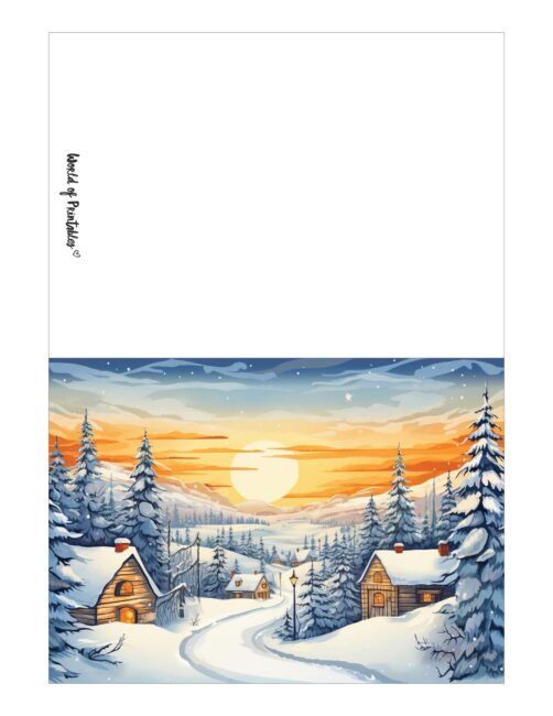 free printable christmas cards snowy village
