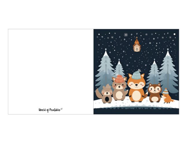 free printable christmas cards squirrel family