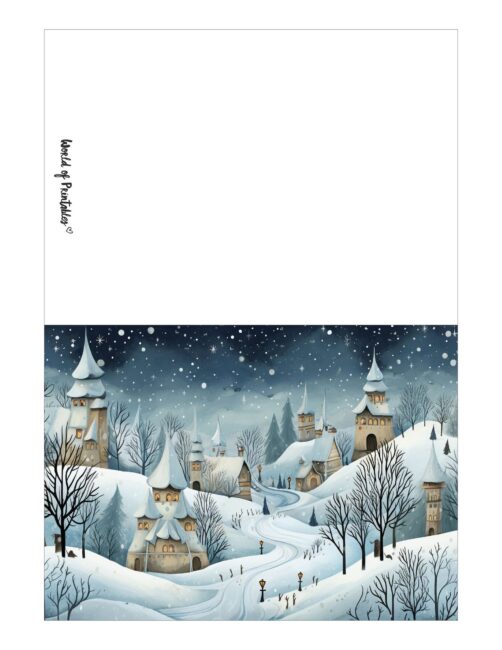 free printable christmas cards village scene