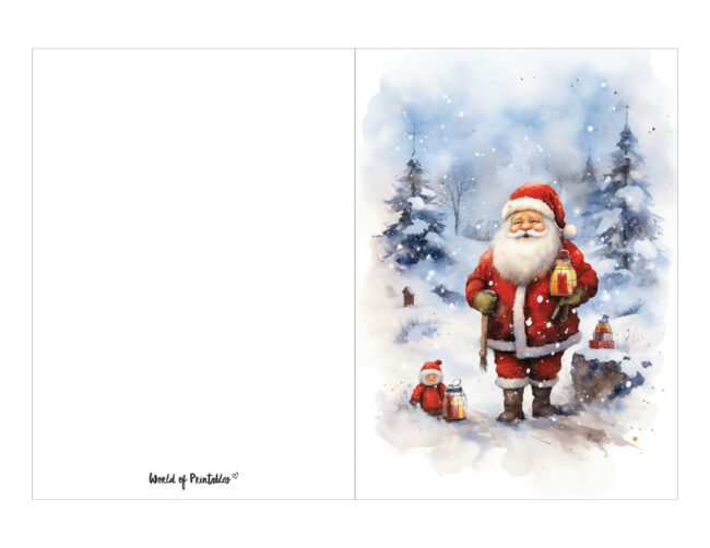 free printable christmas cards watercolor santa