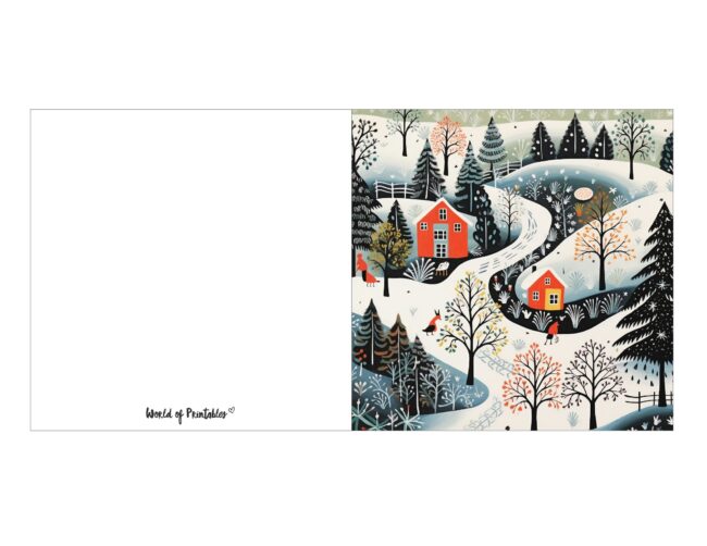 free printable christmas cards winter village