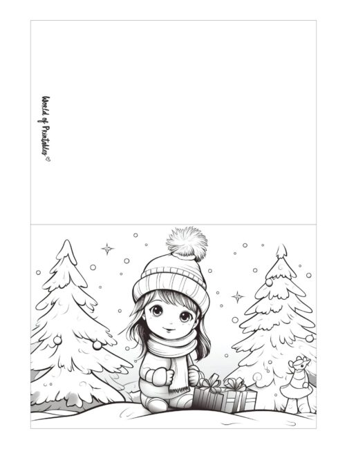 free printable christmas cute colroing card