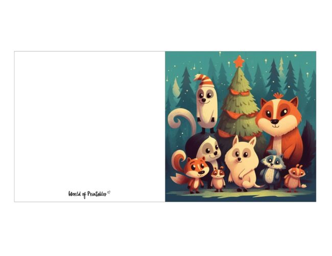 free printable cute christmas cards featuring animals