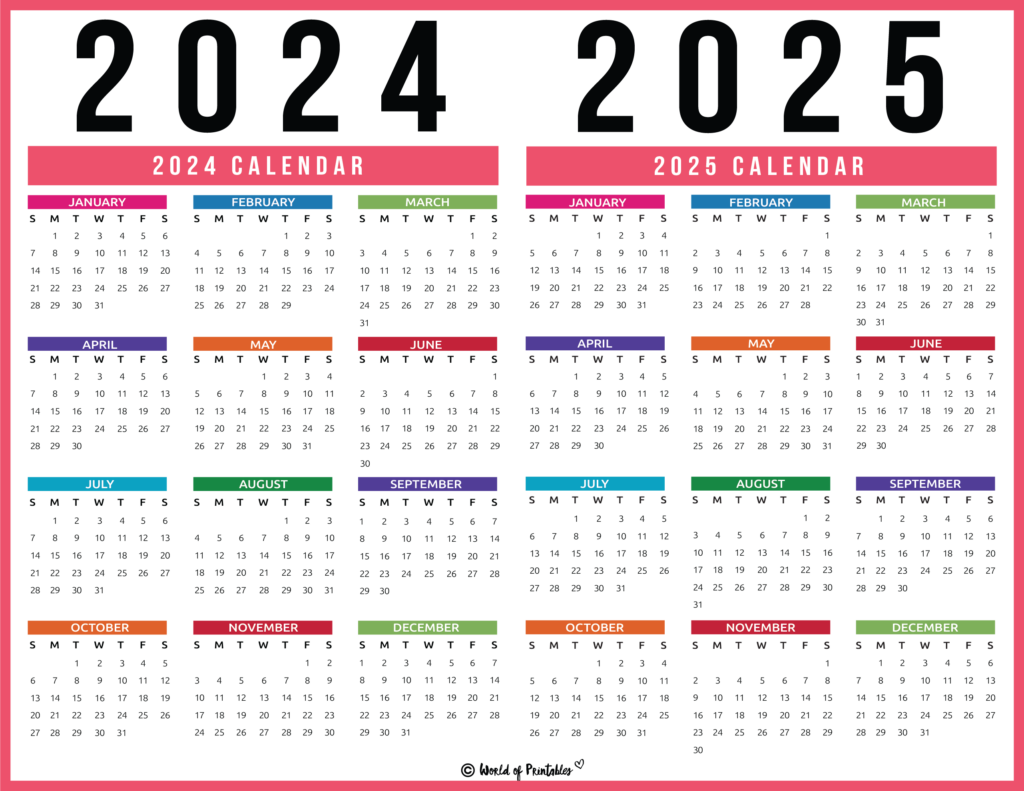 2024 2025 Calendar Color