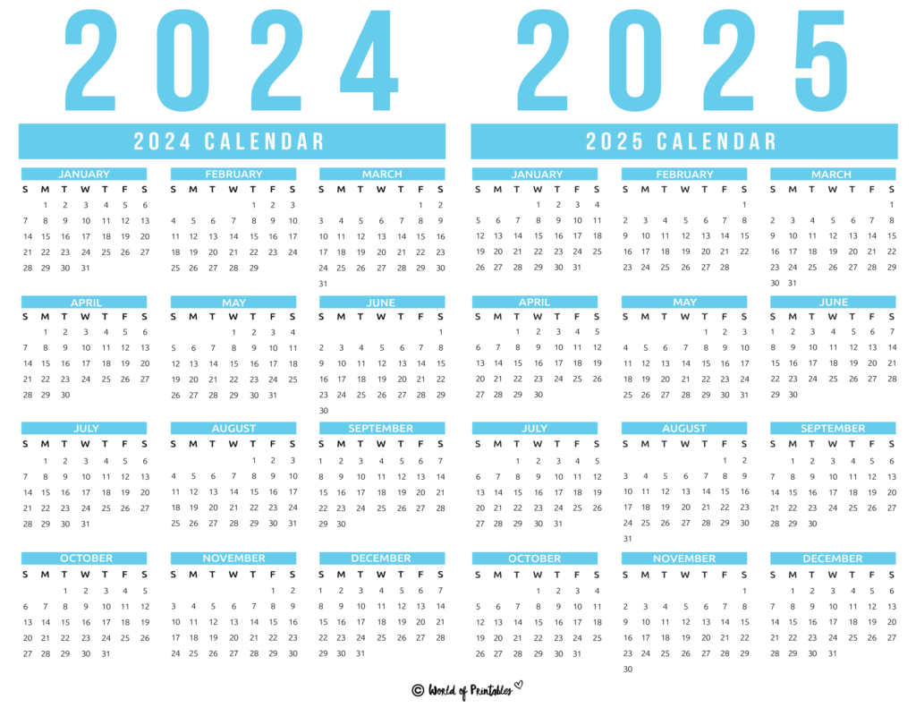 2024 2025 Calendar blue