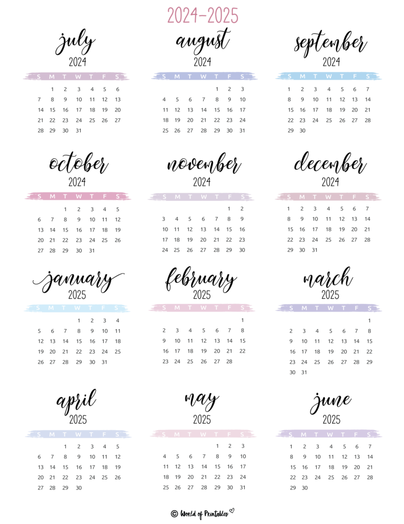 2024 2025 Mini Calendar