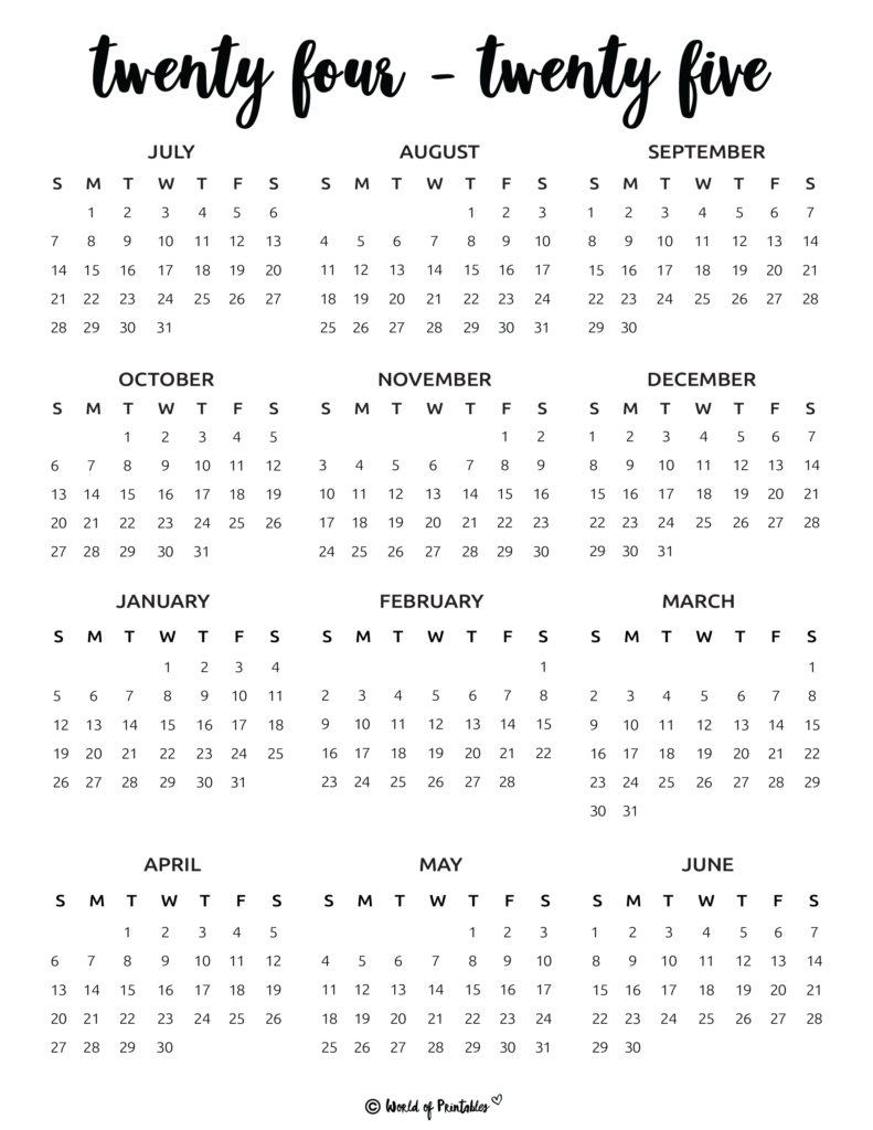 2024 2025 One Page School Calendar