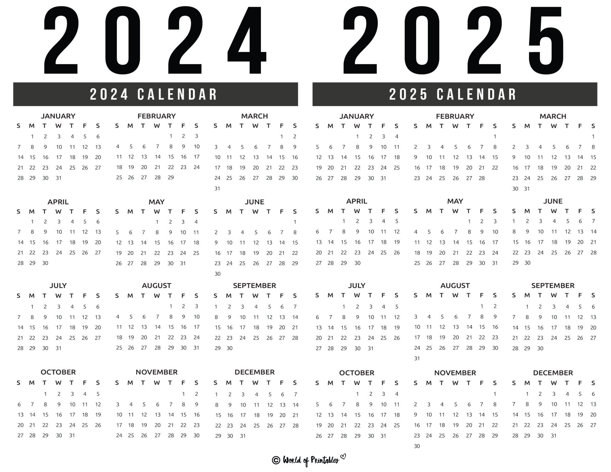 2024 2025 Calendar Free Printables World of Printables