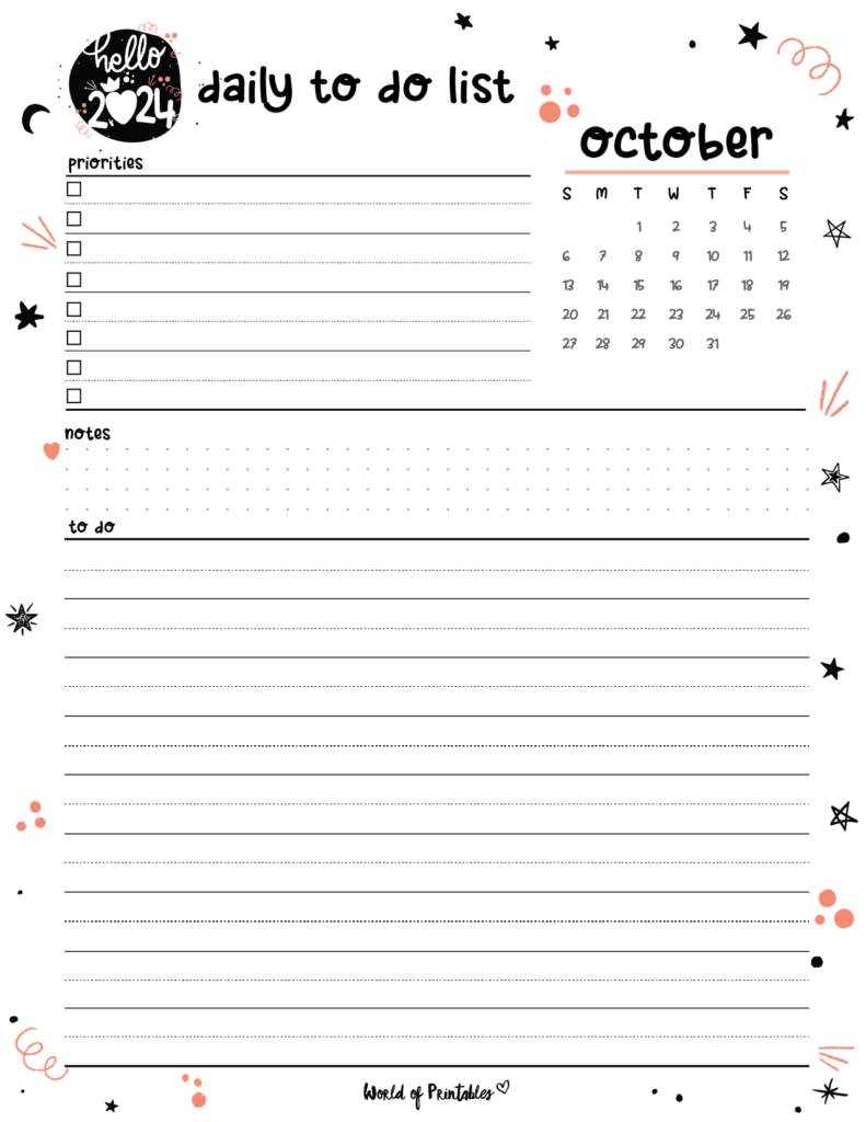 2024 Cute Planner - Daily To Do List - October