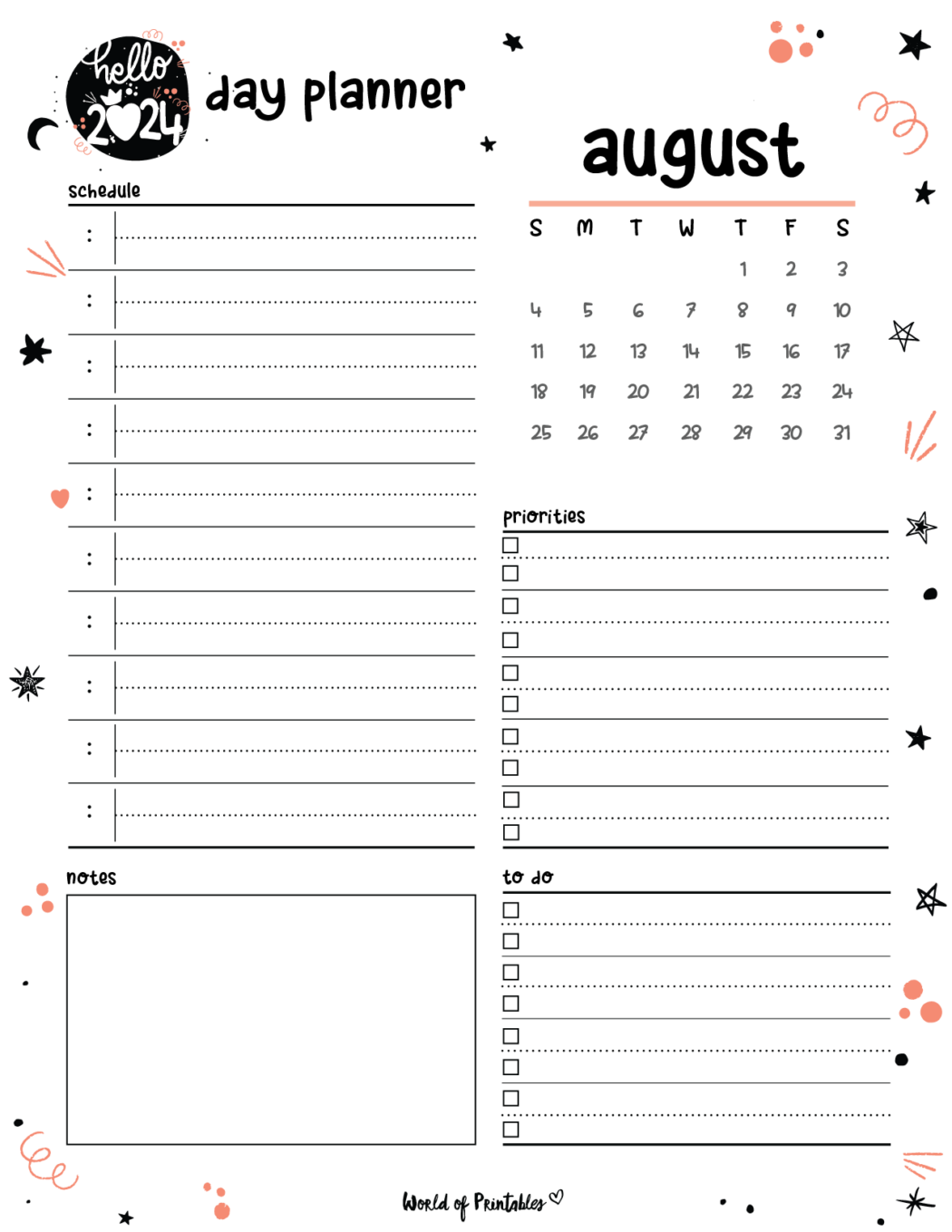 Free Printable August 2024 Planners