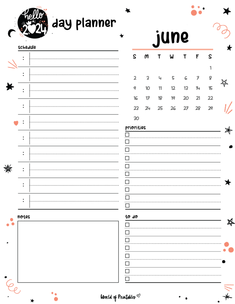 2024 Cute Planner - Day Planner - June