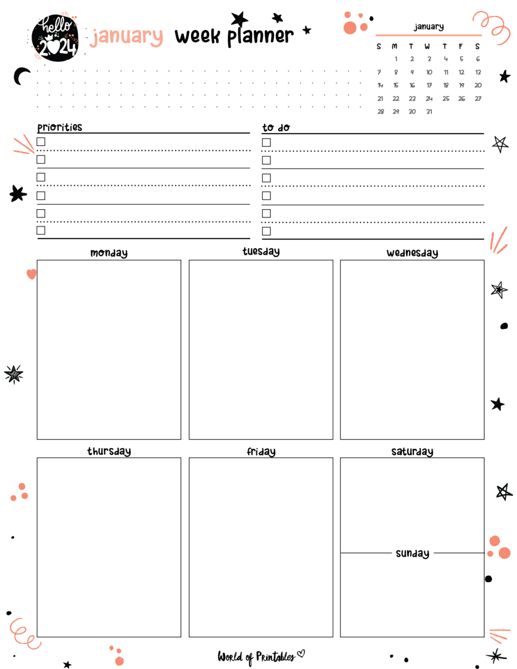 Free Printable January 2024 Planners - World of Printables