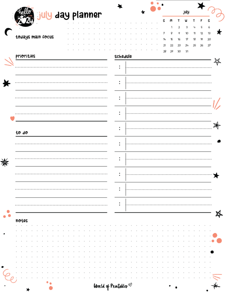 2024 Cute Planner - July Day Planner
