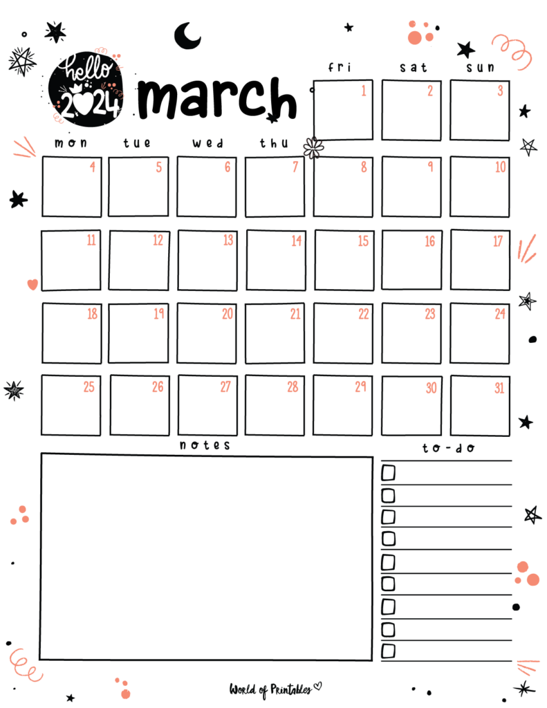 2024 Cute Planner - March Calendar