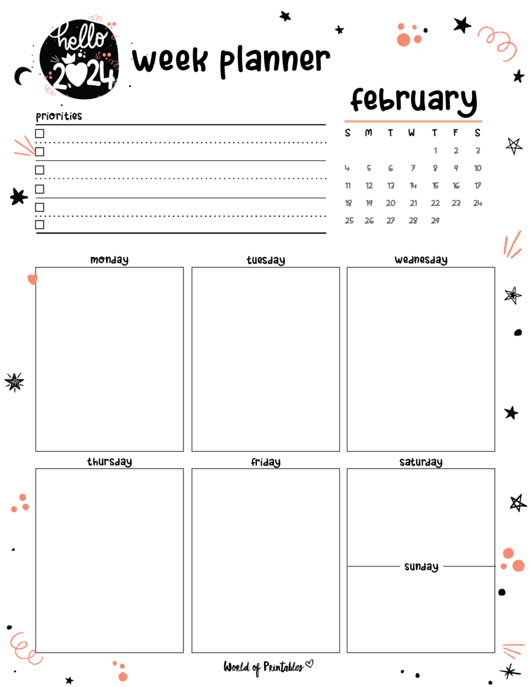 Free Printable February 2024 Planners - World of Printables