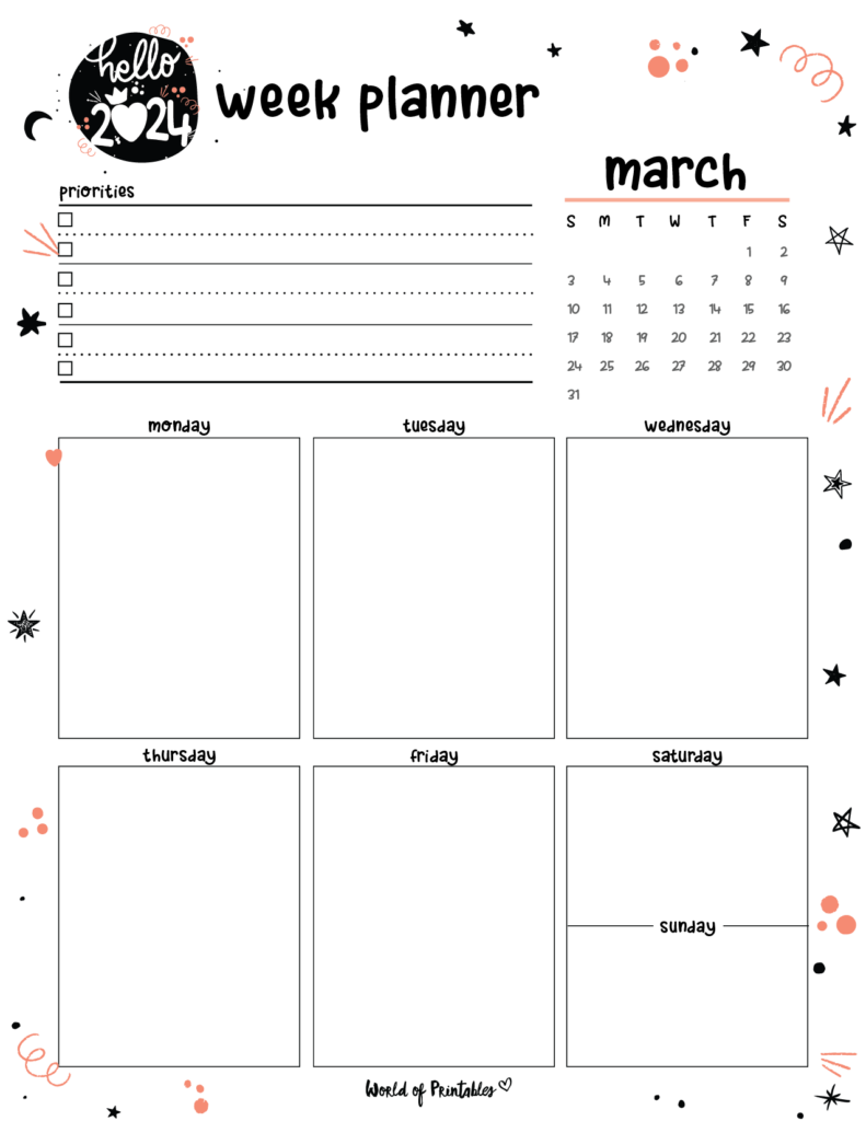 2024 Cute Planner - Weekly Planner - March