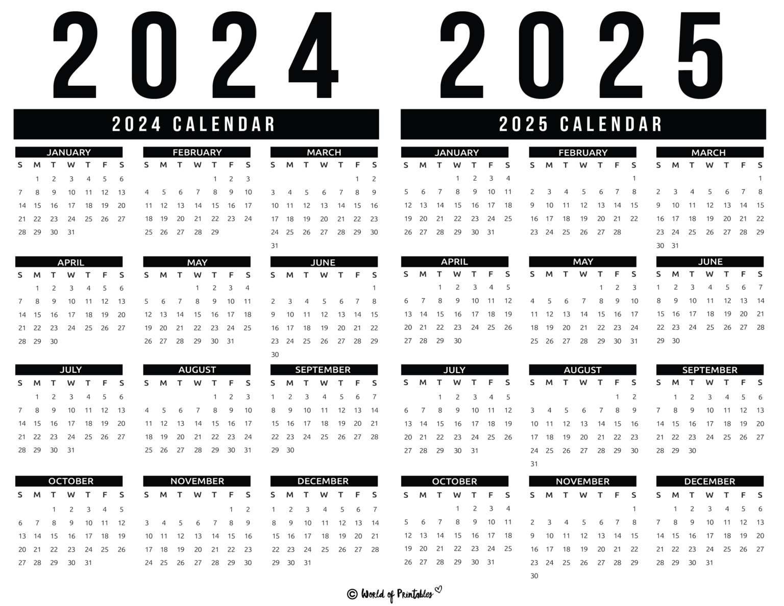 2024 2025 Calendar Free Printables - World of Printables