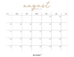 125 Best August 2024 Calendars - World of Printables