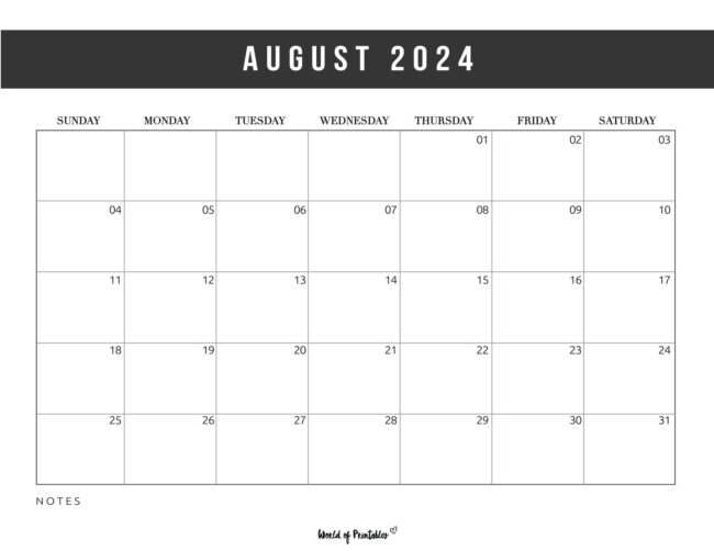 Printable 2024 August Calendar