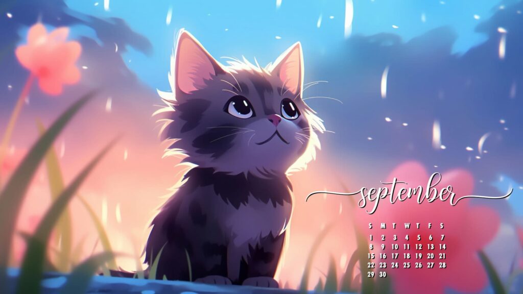 Cute Cat September Desktop Wallpaper