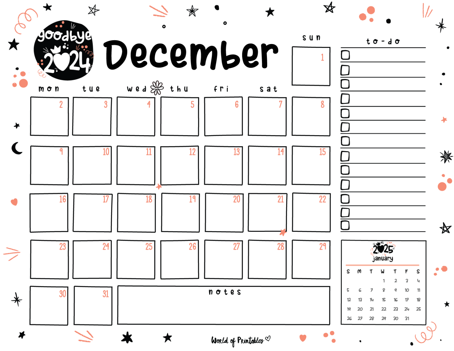 Free Printable December 2024 Planners - World of Printables