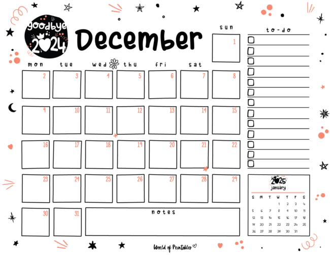Free Printable December 2024 Planners - World of Printables