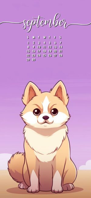 Cute Dog September 2024 Calendar Wallpaper