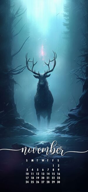 Deer November Calendar Wallpaper