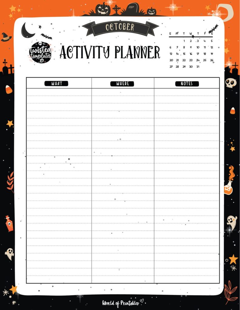 Halloween Planner - Activity Planner