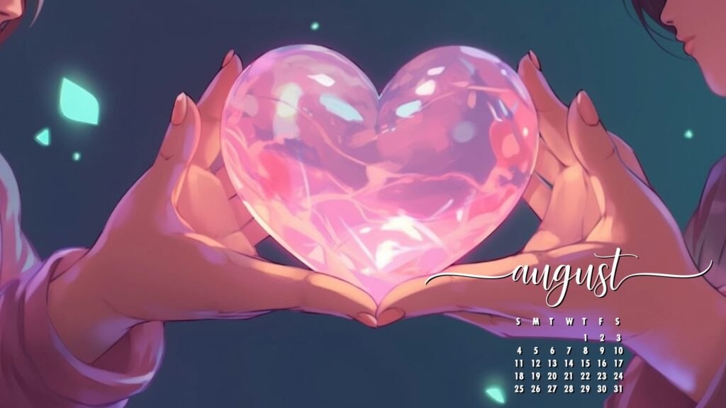 Heart August Background Wallpaper