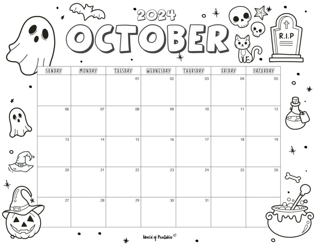 October 2024 Coloring Calendar