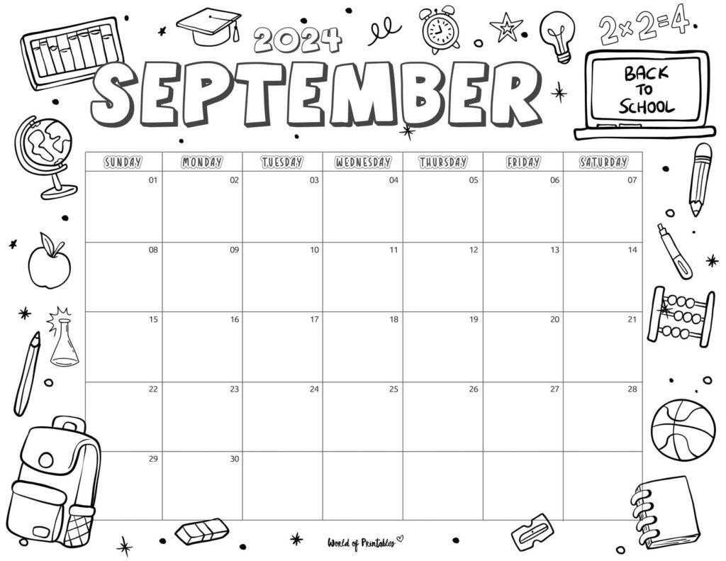 September 2024 Coloring Calendar